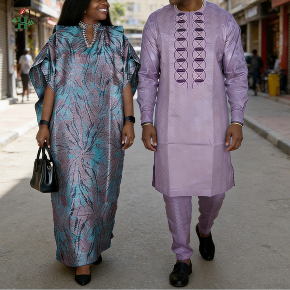 Boubou Men Africa - H&D Afrika Elbiseler Çift Için Mor