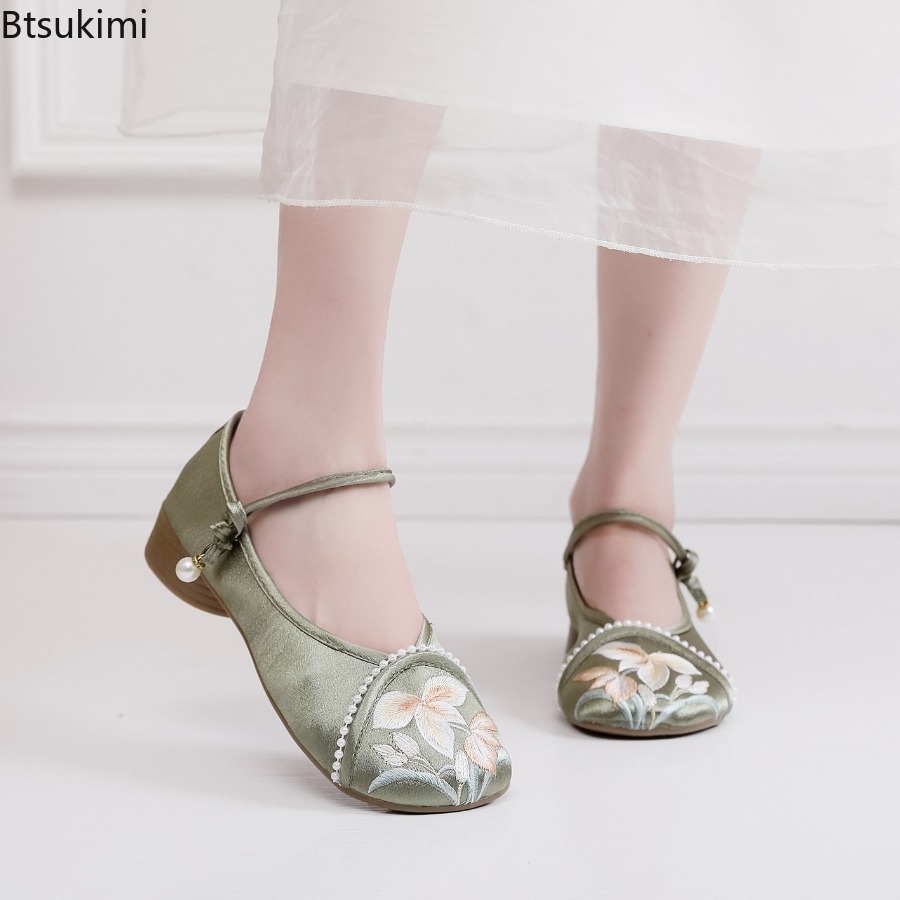 Ethnic Fashion In - Moda Işlemeli Çin Tarzı Düşük Topuklu