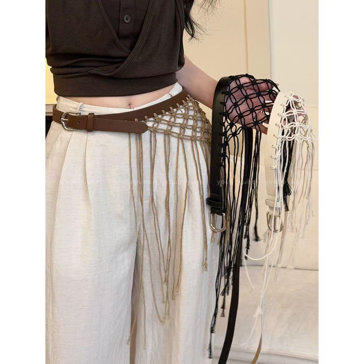 Y2K Ethnic Fashion - Günlük Y2K Püsküllü Dokuma Bel Kemerleri