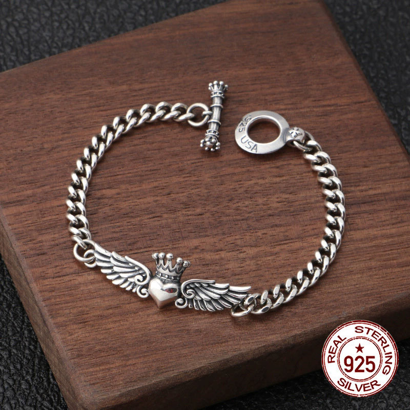 Ethnic Fashion Trend - S925 ayar gümüş bilezik kişiselleştirilmiş kanat
