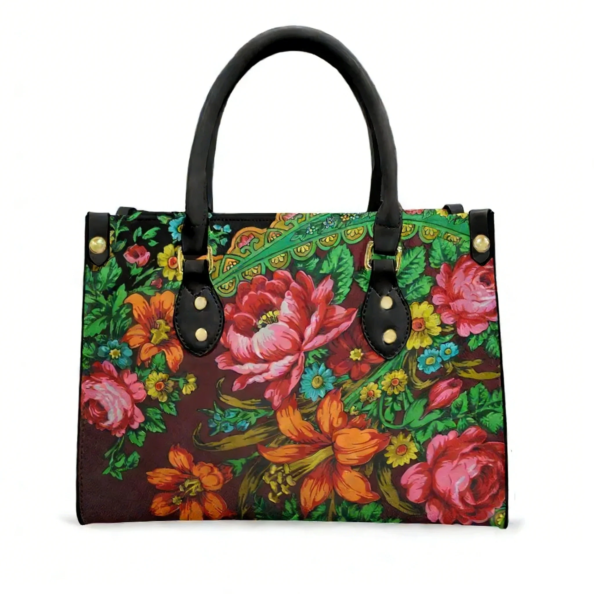 Ethnic Fashion Images - Moda Etnik Çiçek Baskılar Tote Çanta