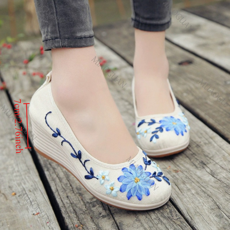 Ethnic Fashion In - İşlemeli Kadın Konforlu Platform Topuklu Ayakkabılar