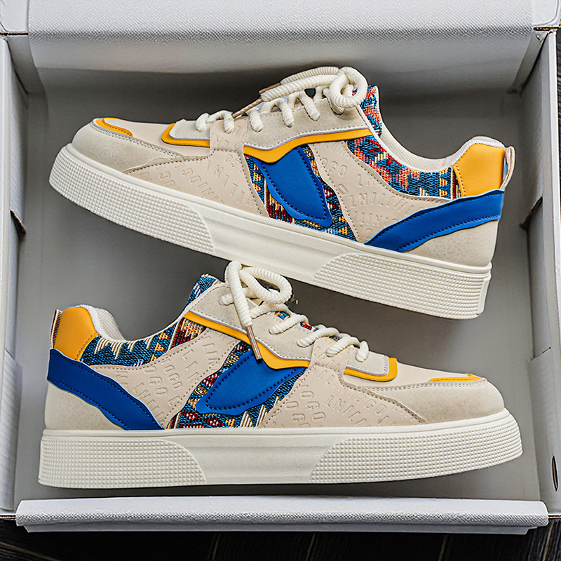 Ethnic Modern Fashion - Erkek Vintage Patchwork Platform Spor Ayakkabıları