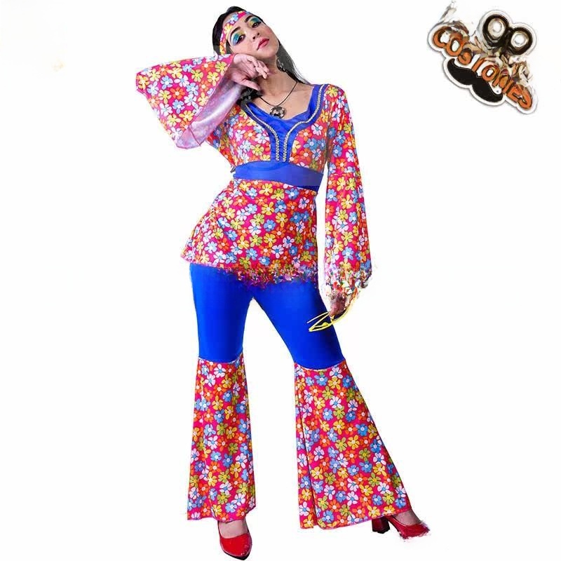 Ethnic Fashion Trend - Kadın Büyük Çiçekli Hippi Takım Elbise